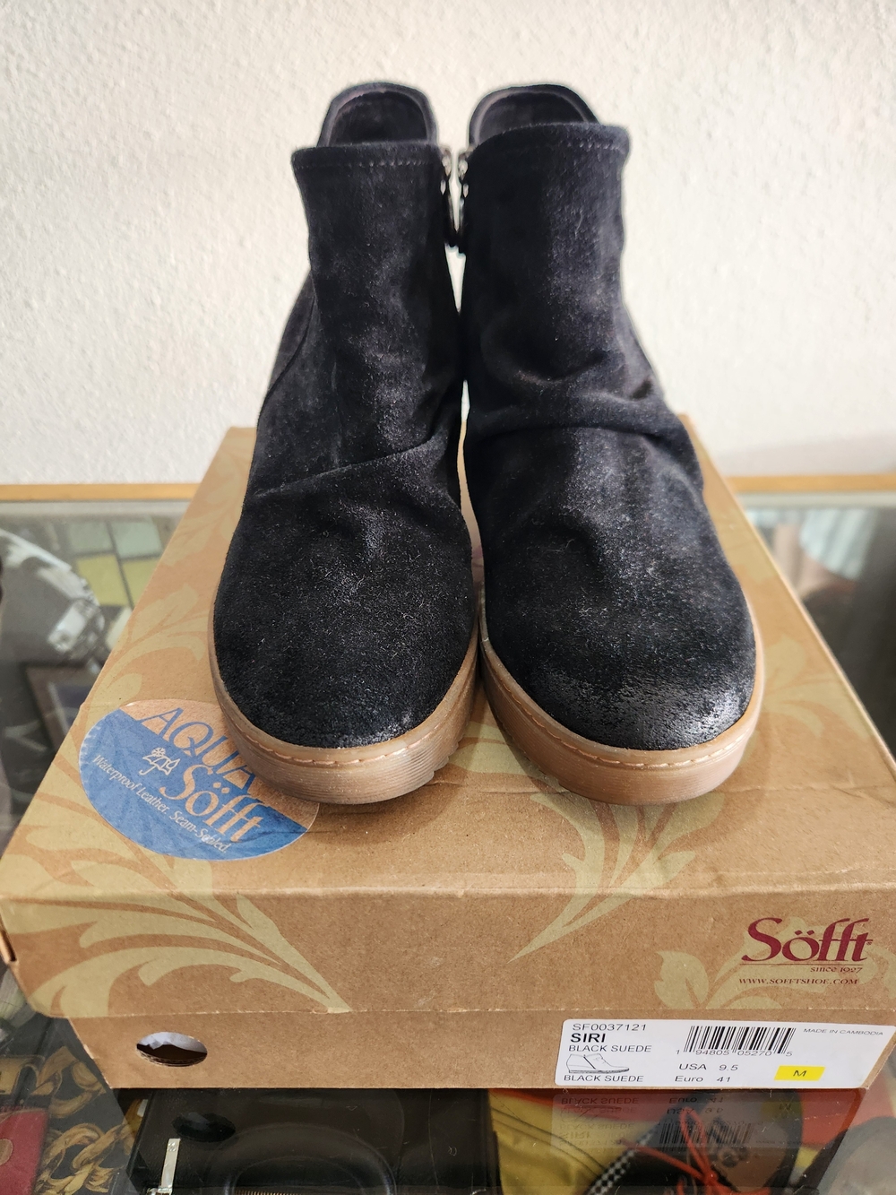 Sofft Black Suede Ankle Boots
